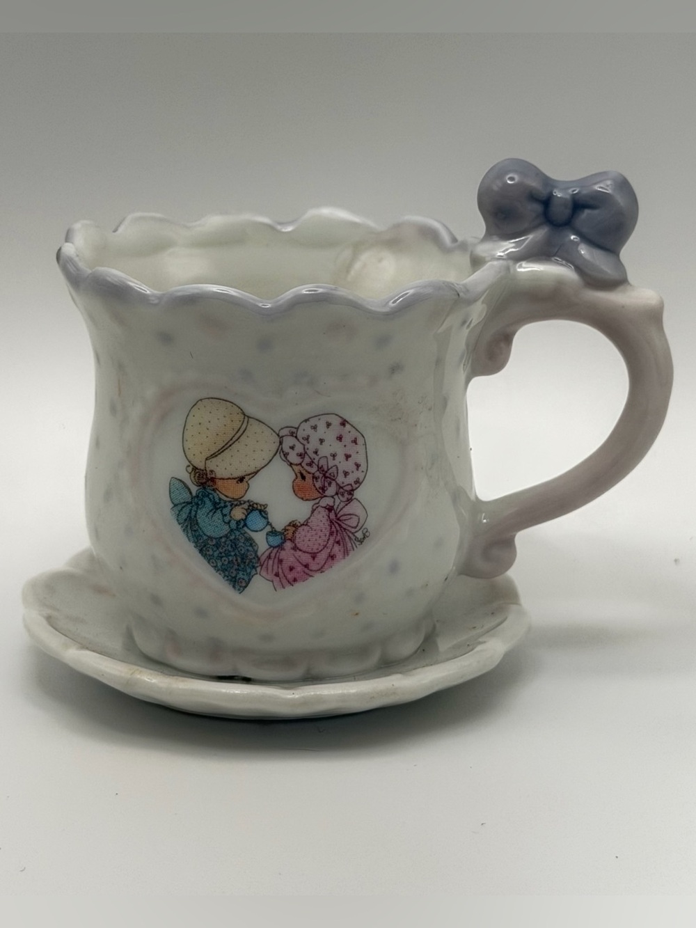 Vintage 1994 Enesco Precious Moments Friendship Decorative Cup Saucer Figurine